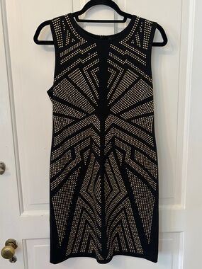 Greylin Black Bodycon Studded Sleeveless Sheath Dress